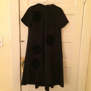 JNBY Black Velvet Polka Dot Dress size M